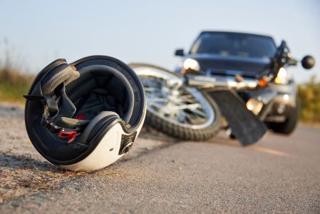 crashed motorcycle on the road in Tulsa